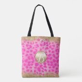 Tote Bag Imprimé guépard léopard rose pailleté or monogramm (Dos)
