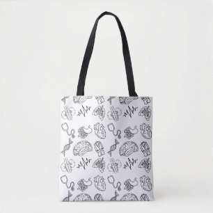 Tote Bag Imprimé intégral d'icônes médicales minimalistes e