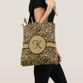 Tote Bag Imprimé léopard noir et or monogrammé (De près)