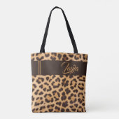 Tote Bag Imprimé léopard personnalisé avec nom en script do (Dos)