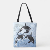 Tote Bag Incroyable Orques d'aquarelle noire et blanche (Dos)