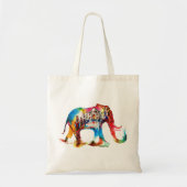 Tote Bag Inde Elephant Vintage voyage Love Aquarelle (Devant)