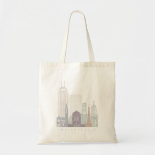 TOTE BAG INDIANAPOLIS SKYLINE POSTER PASTEL