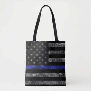 Tote Bag Indicateur de la ligne bleue mince de la police