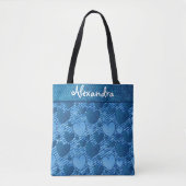 Tote Bag Indigo Denim Blue Jeans Hearts Imprimer Nom du mon (Devant)