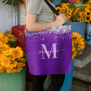 Tote Bag Indigo et Lilac Purple Signature Monogramme Foil