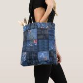 Tote Bag Indigo Floral Patchwork Motif | Boho Denim (De près)