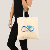 Tote Bag Infini lumineux avec rose bleue (Devant (produit))