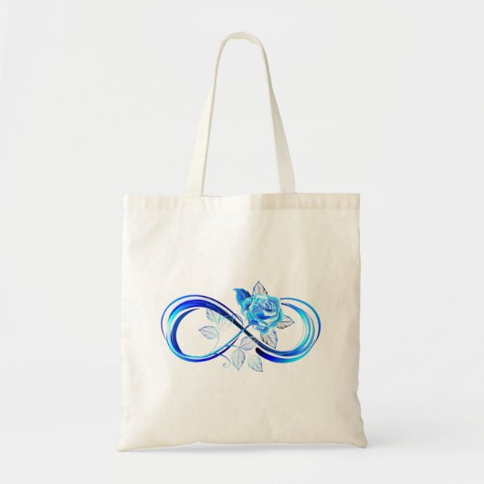 Tote Bag Infini lumineux avec rose bleue (Devant)
