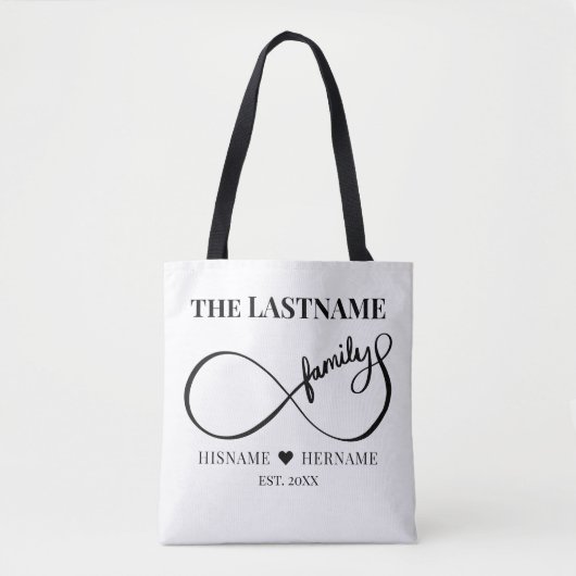 Tote Bag Infinity Personalized Family Name and Est. Date (Devant)