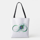 Tote Bag Infinity Symbol with Peacock Feather (Dos)