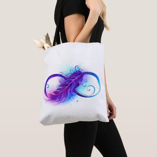 Tote Bag Infinity with purple feather (De près)