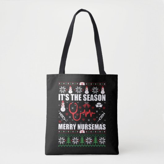 Tote Bag Infirmière à pull de Noël (Devant)