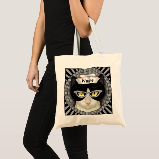 Tote Bag Infirmière au chat smoking (Devant (produit))