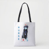 Tote Bag Infirmière Cute Dog Infirmière inscrite (Devant)