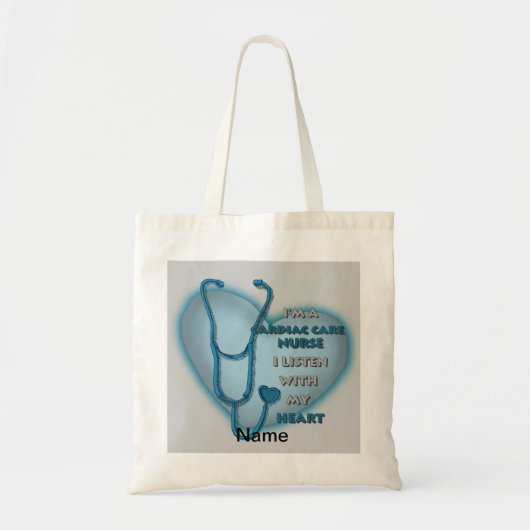 Tote Bag Infirmière en soins cardiaques bleus (Devant)