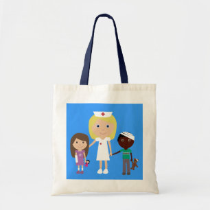 Tote Bag Infirmière et enfants mignons de bande dessinée