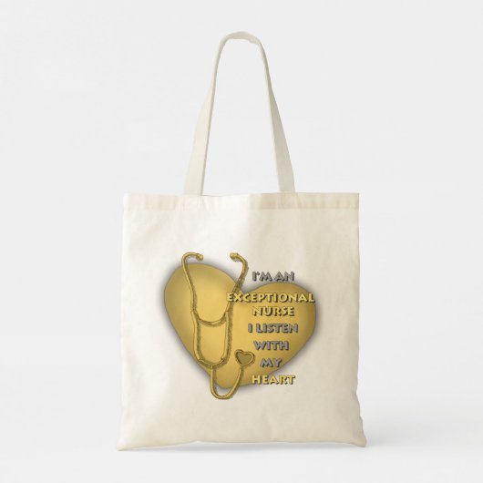 Tote Bag Infirmière exceptionnelle à coeur jaune (Dos)