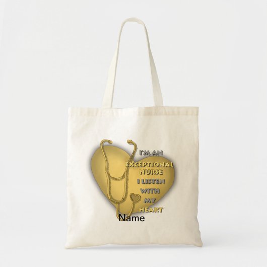 Tote Bag Infirmière exceptionnelle à coeur jaune (Devant)