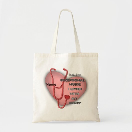 Tote Bag infirmière exceptionnelle au coeur rouge (Devant)