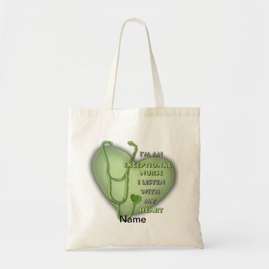 Tote Bag infirmière exceptionnelle du coeur vert (Devant)