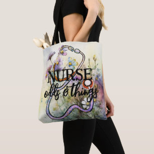 Tote Bag Infirmière Funny personnalisée Floral Stethoscope 