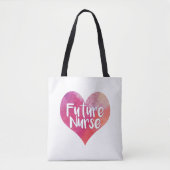 Tote Bag Infirmière future Cœur aquarelle (Devant)