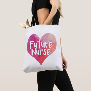 Tote Bag Infirmière future Cœur aquarelle