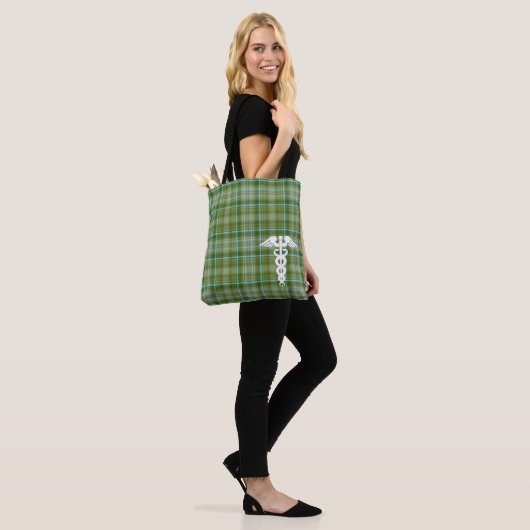 Tote Bag Infirmière Green Plaid Caduceus Médicale (Sur le modèle)