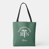 Tote Bag Infirmière inscrite Olive Green White Nom du scrip (Dos)