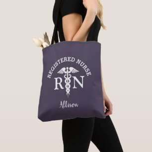Tote Bag Infirmière inscrite personnalisée Plum pourpre Méd