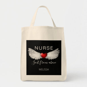 Tote Bag Infirmière Médicale Ange du Coeur Rouge Ailes pe