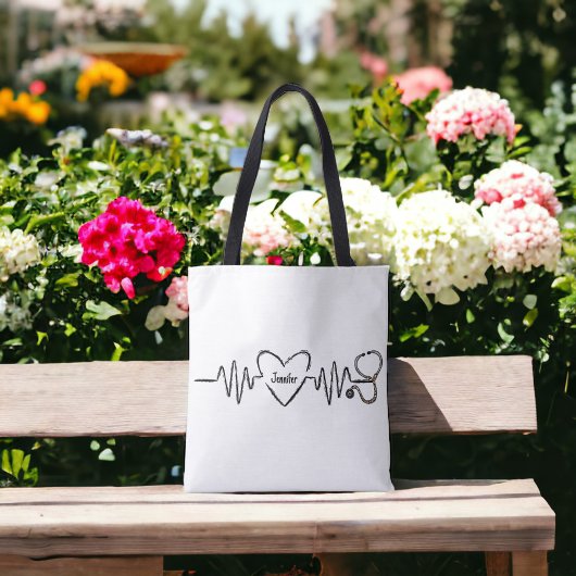 Tote Bag Infirmière Médicale Docteur sur mesure Coeur-batte