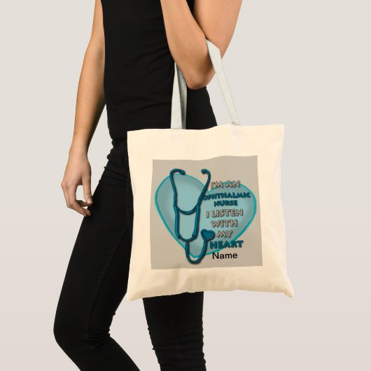 Tote Bag Infirmière ophtalmique du Coeur bleu (Devant (produit))
