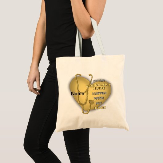 Tote Bag Infirmière orthopédique du coeur jaune (Devant (produit))