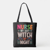 Tote Bag Infirmière par Jour sorcière par Nuit Halloween In (Dos)
