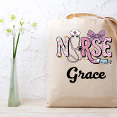 Tote Bag Infirmière personnalisée Cute Bow Stethoscope