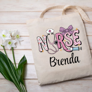 Tote Bag Infirmière personnalisée Cute Bow Stethoscope