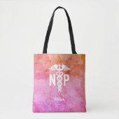 Tote Bag Infirmière Praticien Pink Orange Script personnali (Devant)