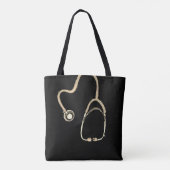 Tote Bag Infirmière RN Gold Stethoscope Monogramme Minimali (Dos)