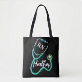 Tote Bag Infirmière RN Green Stethoscope Turquoise Black Mi (Devant)