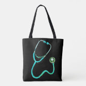 Tote Bag Infirmière RN Green Stethoscope Turquoise Black Mi (Dos)