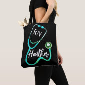 Tote Bag Infirmière RN Green Stethoscope Turquoise Black Mi (De près)