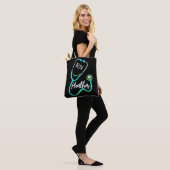 Tote Bag Infirmière RN Green Stethoscope Turquoise Black Mi (Sur le modèle)