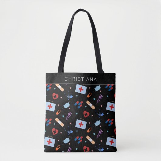 Tote Bag Infirmière RN personnalisée | Docteur Motif Médica (Devant)