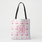 Tote Bag Infirmière rose et blanche de monogramme (Devant)