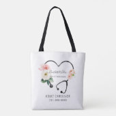 Tote Bag Infirmière soignante Stethoscope Floral Promotion (Dos)