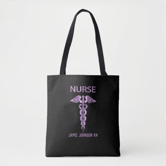 Tote Bag Infirmière - violet et noir (Devant)