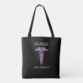 Tote Bag Infirmière - violet et noir (Dos)