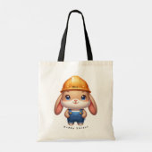 Tote Bag Ingénieur du lapin mignon Hoppy Pâques Nom personn (Dos)